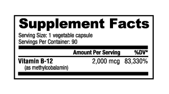 Methyl B-12 (2000mcg) 90 Vegetable Capsules