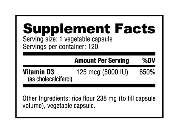 Vitamin D (5000 IU, 90 Veg Caps)