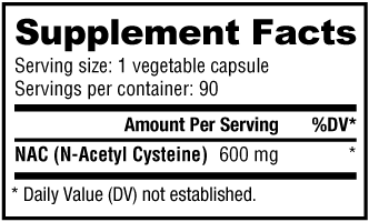 NAC (N-Acetyl-Cysteine) (600 mg) 90 Vegetable Capsules